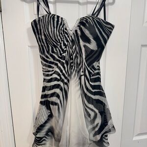 Zebra Print Dress with Rhinestone Detail